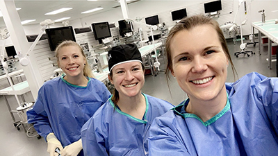 Mary with Macey and Breanna in a learning lab